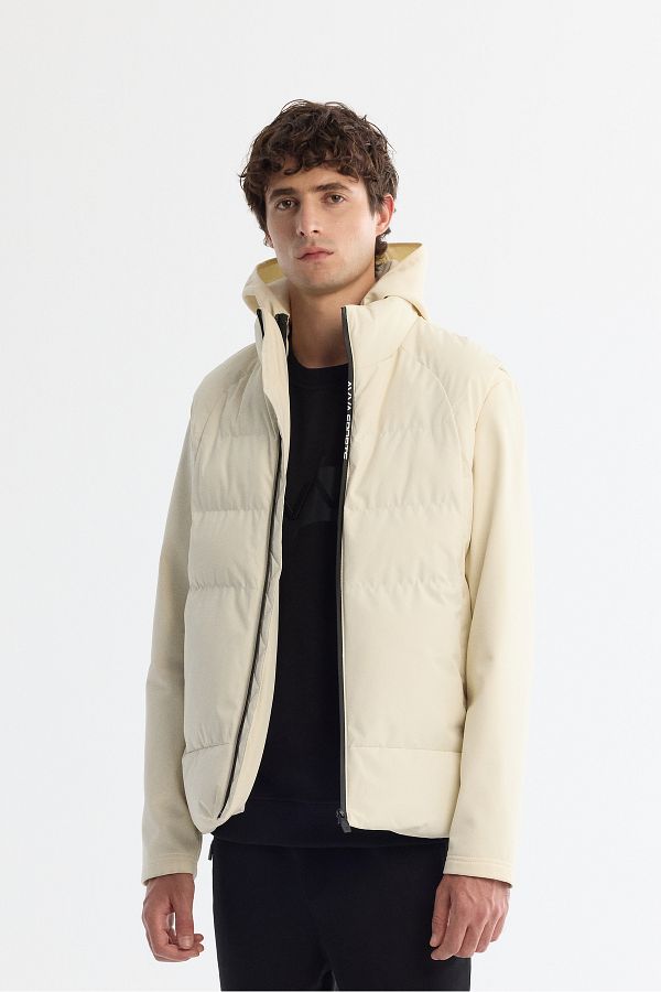 Avva Men s Ecru Hooded Windproof Puffer Vest Thin Coat A42Y6100 Trendyol
