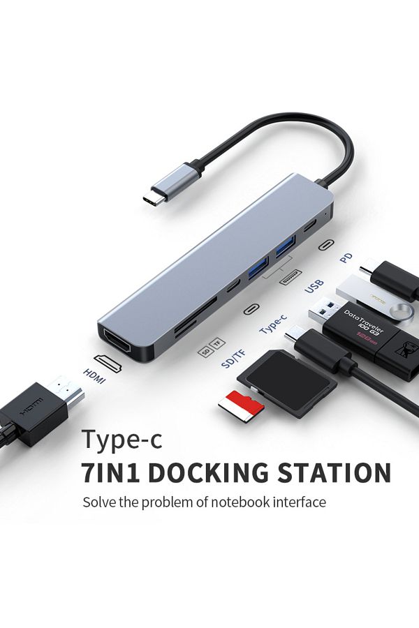 Choice-Type C Multifunction Docking Station 7 in 1 Extension Dock with 4K30Hz HDMI USB C Hub Compatible ... 1