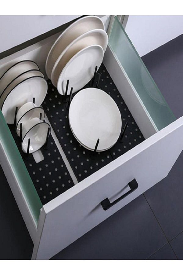 Choice Drawer Retractable Tableware Rack Pegboard Drawer Organizers For Kitchen Adjustable Dish Plate Trendyol