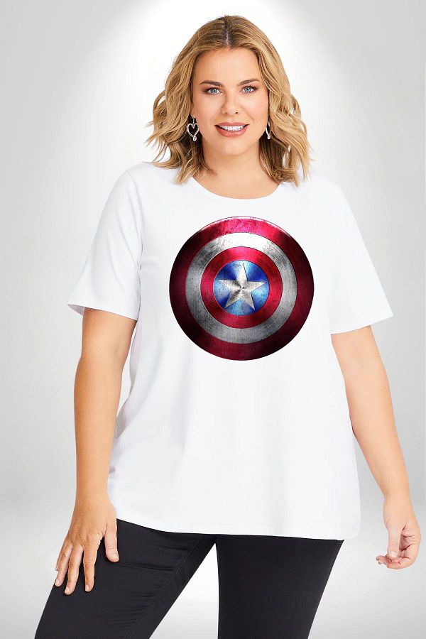Angemiel Captain America Shield White Big Size Men s Unisex T Shirt Trendyol