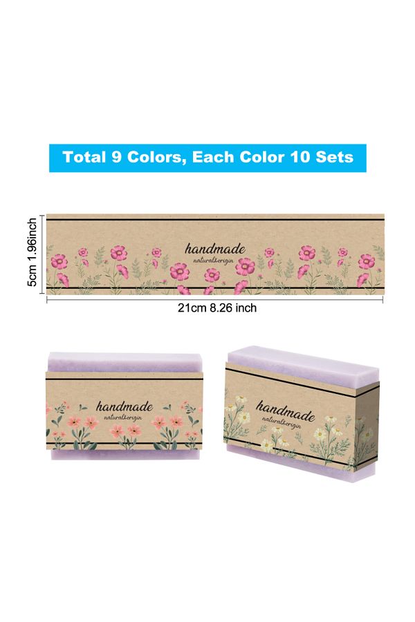 Choice-Aech-09593 90pcs 9 Styles Soap Wrapper Kraft Paper Texture Soap Wrap Paper Tape Vertical Soap Paper 1