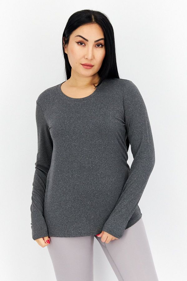 Fit Collective-Women Sportswear Fit Long Sleeve Training Top, Charcoal 1