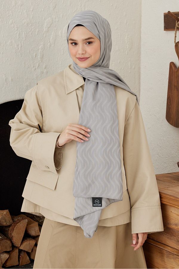 Modakaşmir-Silky Jacquard Series Shawl with Welle Pattern 1