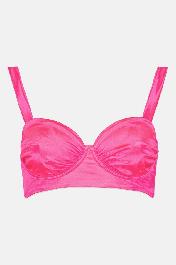 Asos Design-Women Solid Bikini Top, Neon Pink 1