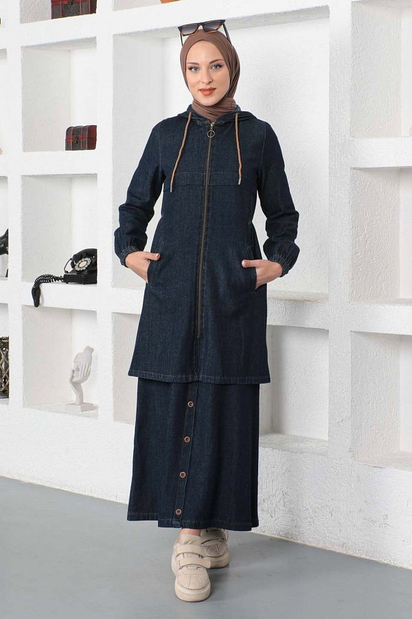 Modamihram-Jeansanzug mit Rock, Dark Denim 19500 1