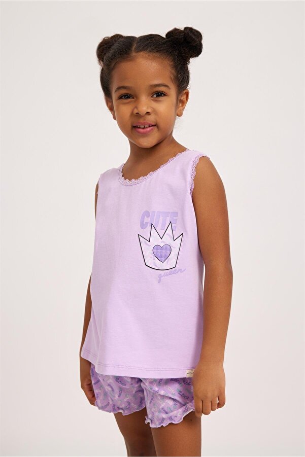 Katia & Bony Lavender Kız Çocuk Dantelli Pijama Üst Lila