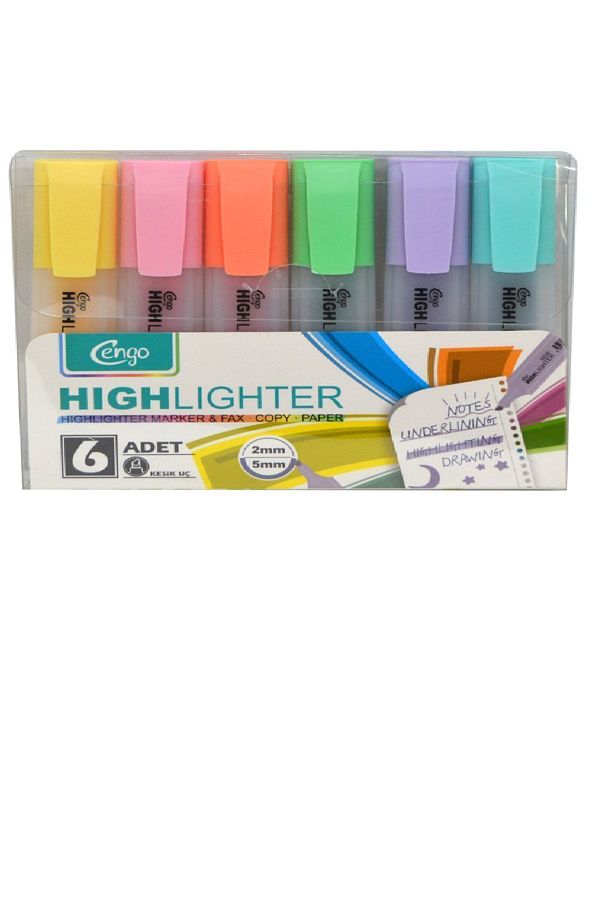 Cengo-Pastel Color Highlighter Marking Pen Set of 6 1