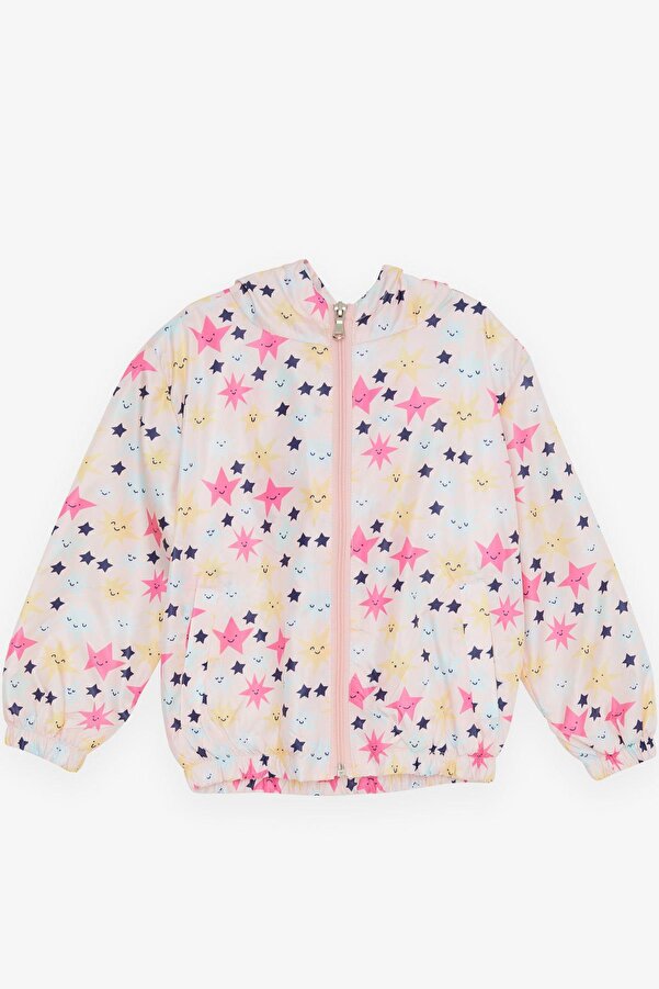 Breeze Kız Çocuk Yağmurluk Gülenyüz Yıldız Desenli 1-5 Yaş, Somon