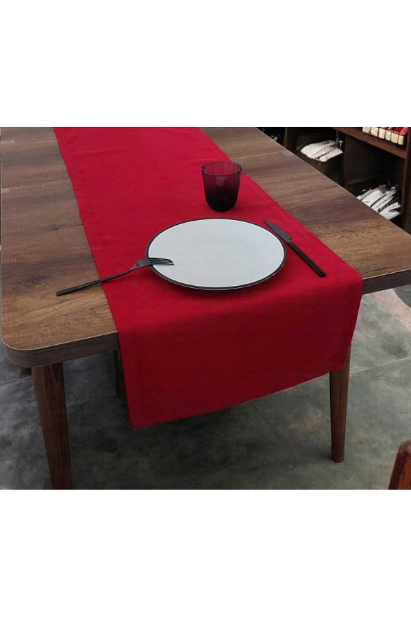 PİKKO HOME-Red Velvet Textured Dartless Runner(Yb) 1