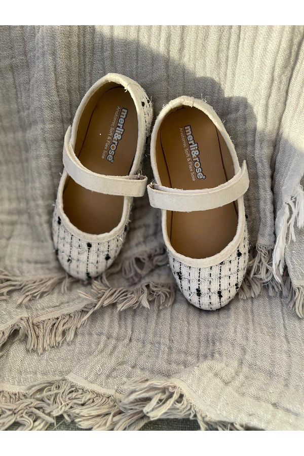 Merli&Rose-White Fabric Ballerinas 1