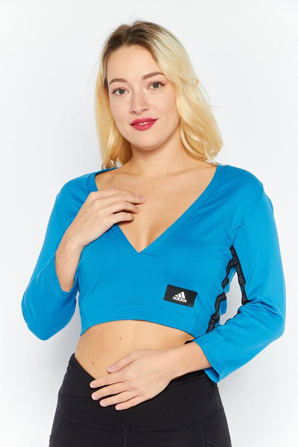 Adidas crop top blue clearance
