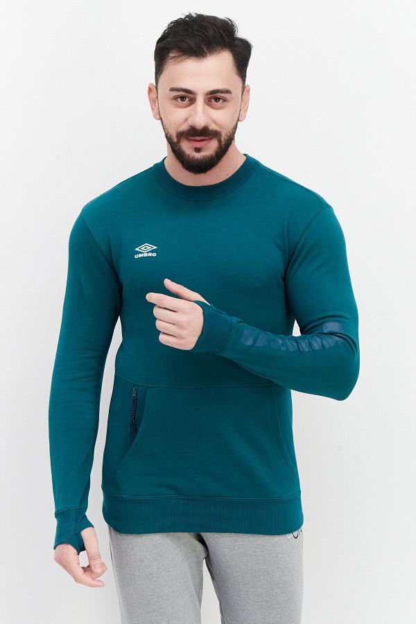 UMBRO-سويت شيرت رياضي رجالي بأكمام طويلة للجري، أخضر 1
