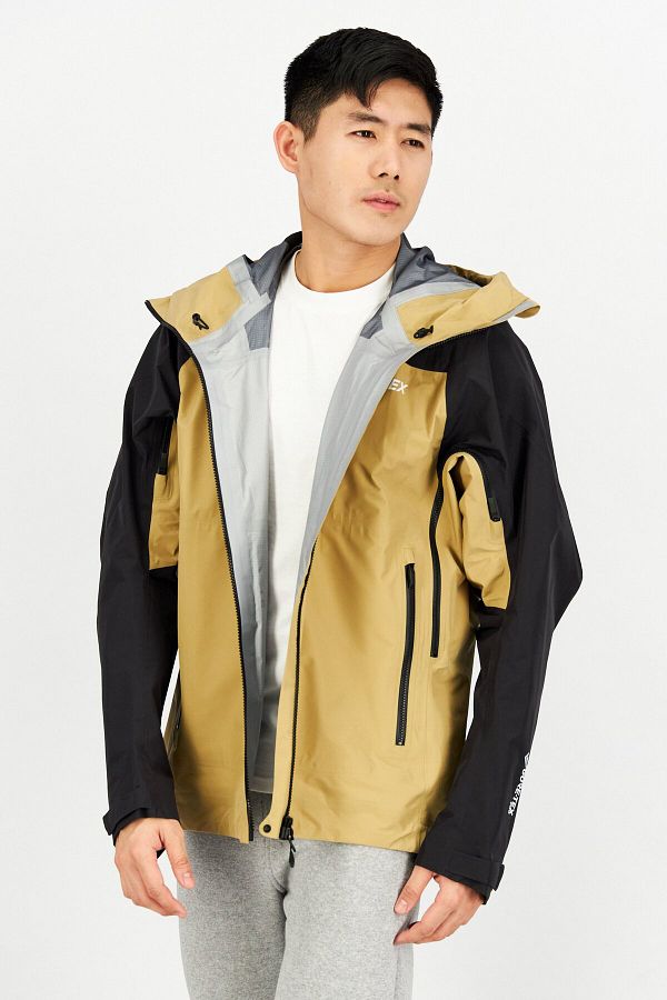 adidas Men Sportswear Fit Hooded Brand Logo Windbreaker Jacket Black Tan Trendyol