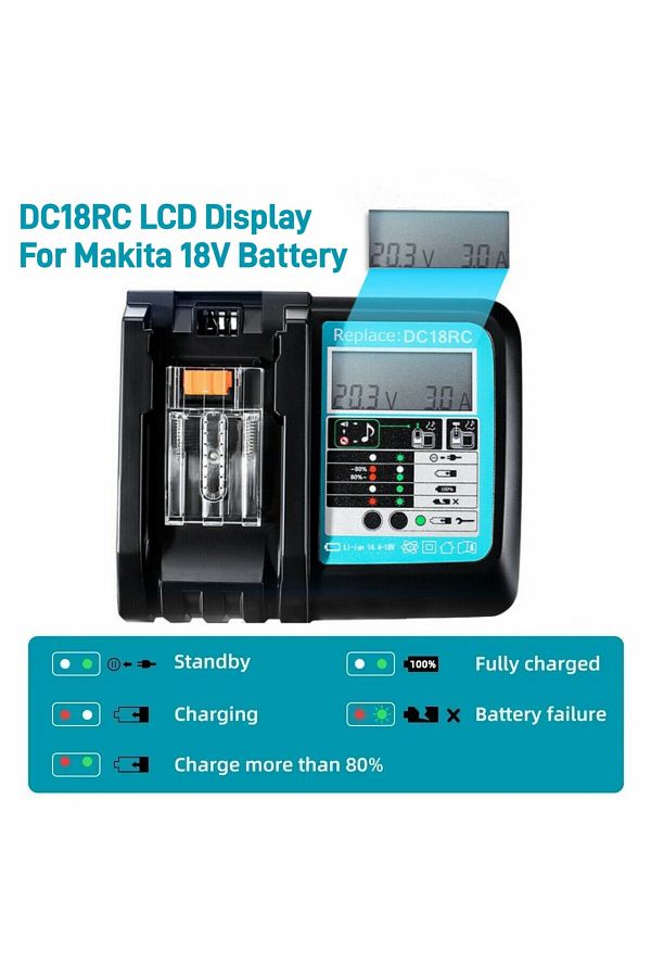 Choice DC18RC Li ion Battery 3A Charger for Makita 18V 14.4V BL1860B BL1850B BL1840 BL1830 BL1820 BL1415. Trendyol