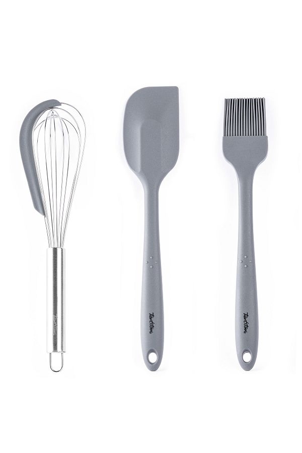 Tantitoni-024-06-Grey Colored 3-Piece Silicone Spatula, Brush and Beater Set 1