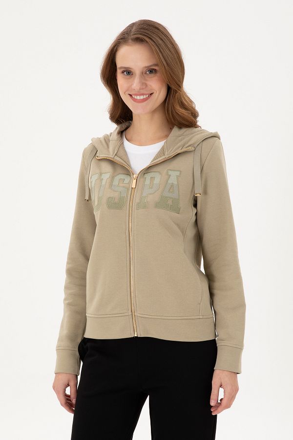 U.S. Polo Assn. Women s Light Khaki Basic Hooded Sweatshirt 50289540 Vr183 Trendyol