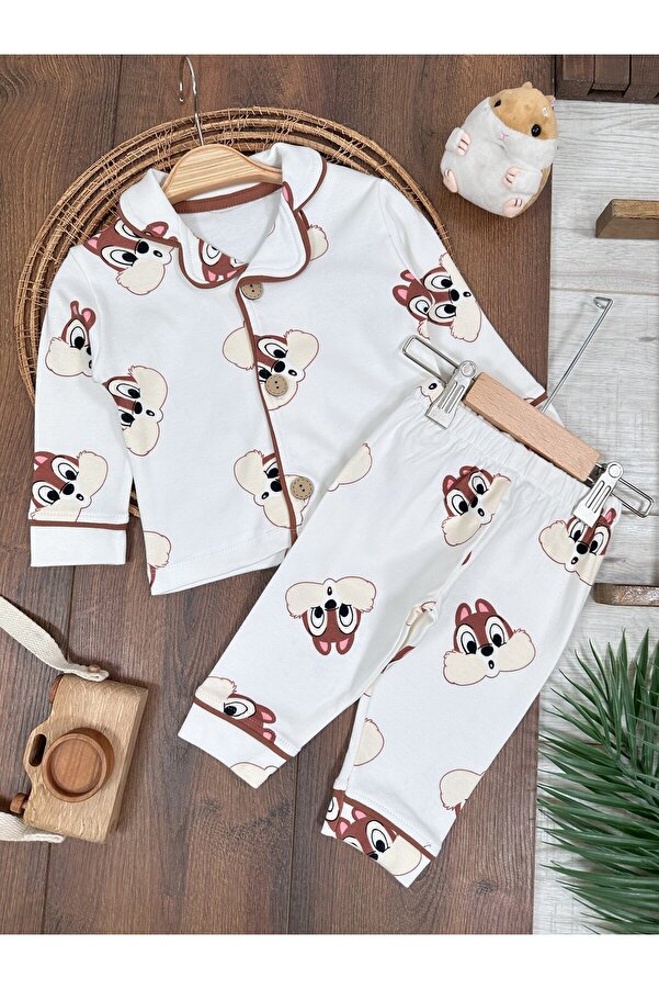 tiwitibaby Bebek ve Çocuk Pijama %100 Pamuk Yumuşak Doku Önden Düğmeli Mevsimlik Bebek Pijama Takımı