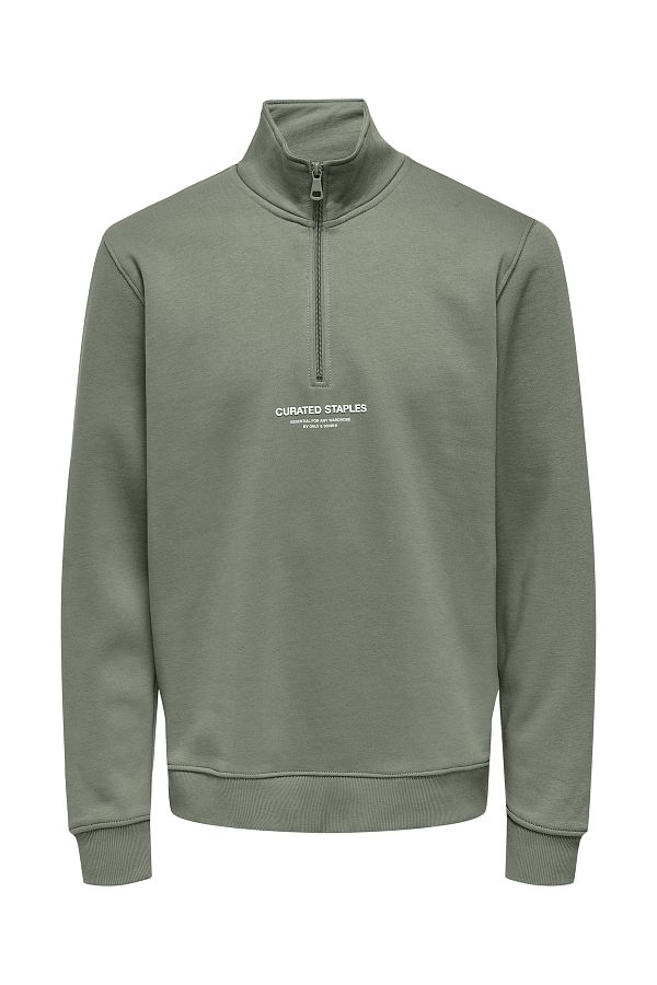 Only & Sons-Unspült Reg Half Zip Sweatshirt - Castor Grey 22030922 1