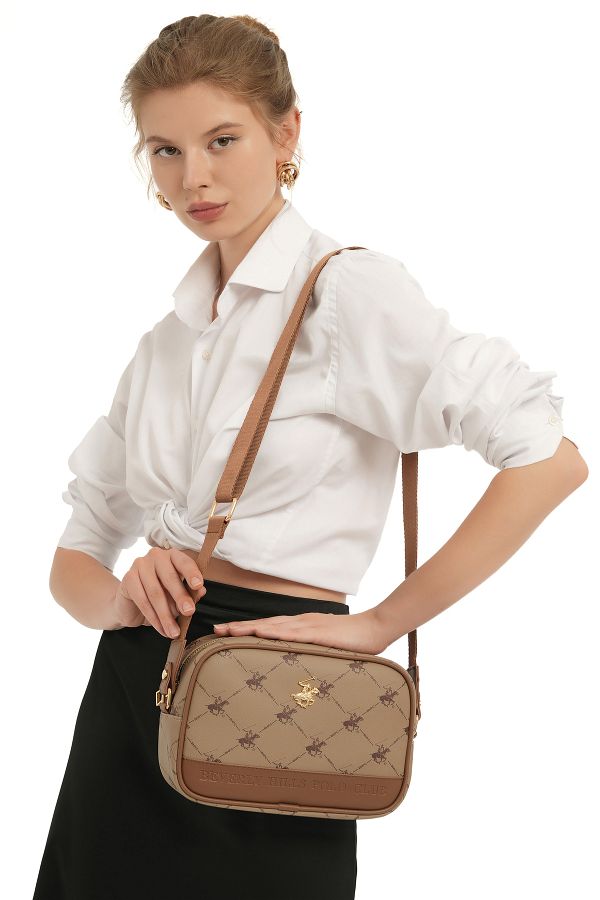 Beverly Hills Polo Club-Damska lekka torba na ramię taupe - 05BHPC07 1