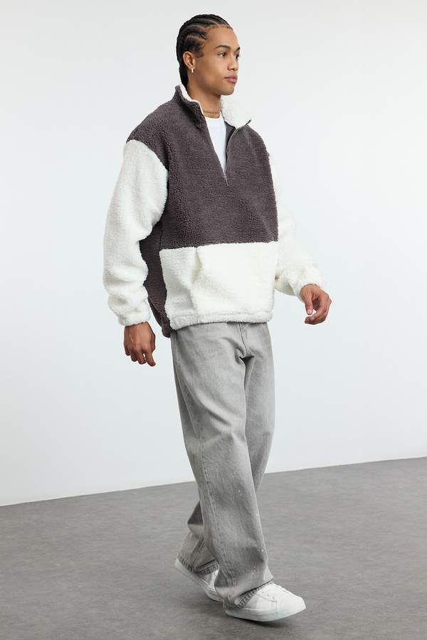 Trendyol Collection-Світшот унісекс Fume Pelus світшот великого розміру кольоровий комір-стійка теплий комір збереження TMNAW25SW00148 1