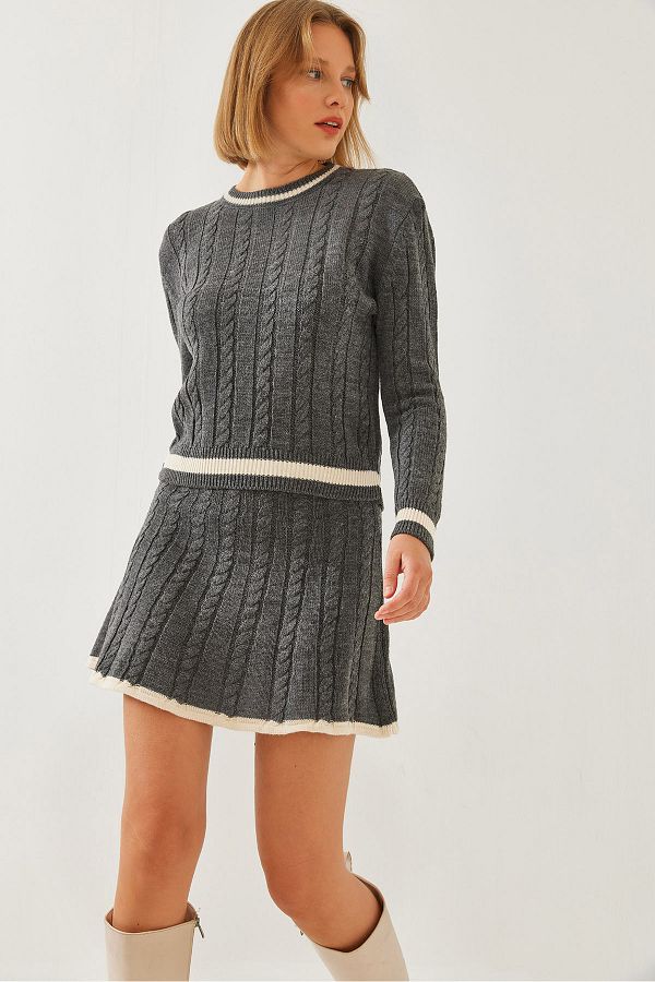 Bianco Lucci-Women's Hair Braided Skirt Bottom Top Knitwear Set 60351125 1