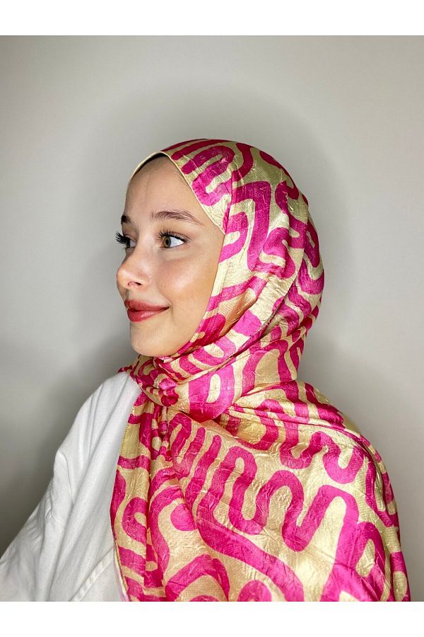 Modakaşmir-Abstract Wave Pattern Shiny Bamboo Shawl 1