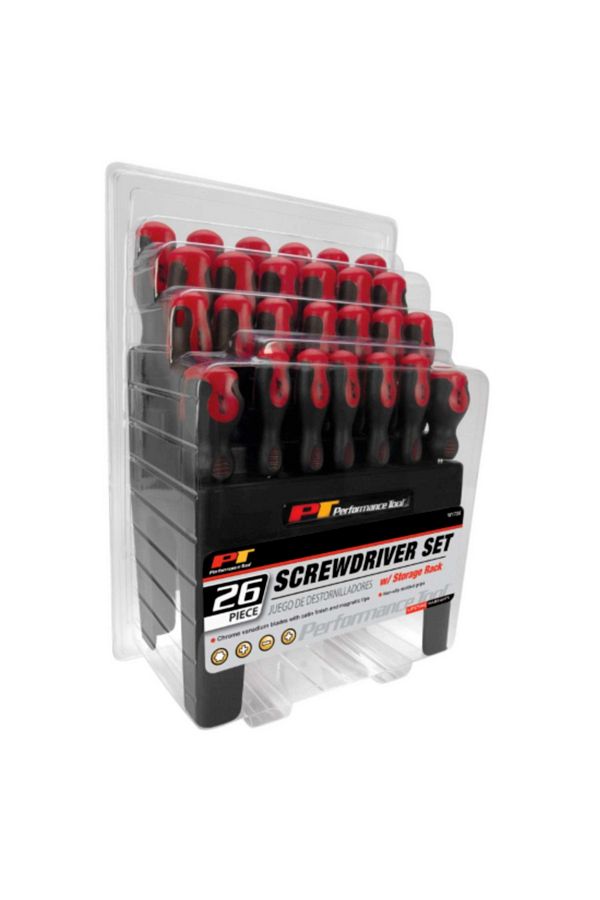 Performance Tool-26-Piece Screwdriver Set with Storage Rack W1726 1