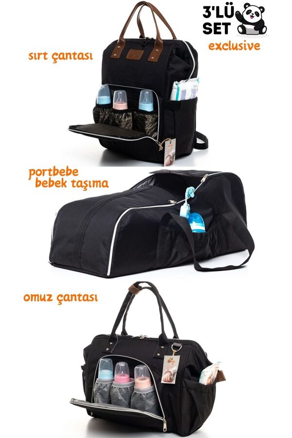 sahra bebek EXCLUSIVE 3'LÜ DOĞUM SETİ (FONKSİYONEL BEBEK BAKIM OMUZ VE SIRT ÇANTASI, PORTBEBE-BEBEK TAŞIMA)