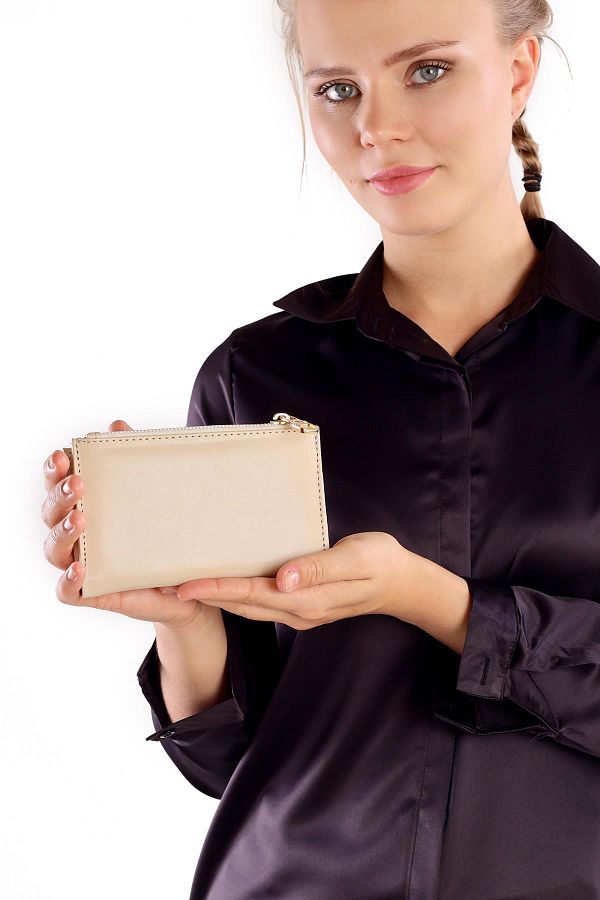 Rays-Cream 023 Model Wallet with Snap Fasteners and Zipper 1