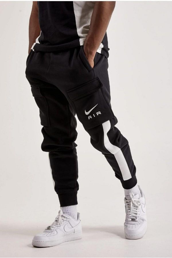 Nike swoosh cargo pocket sweatpants in black hot sale
