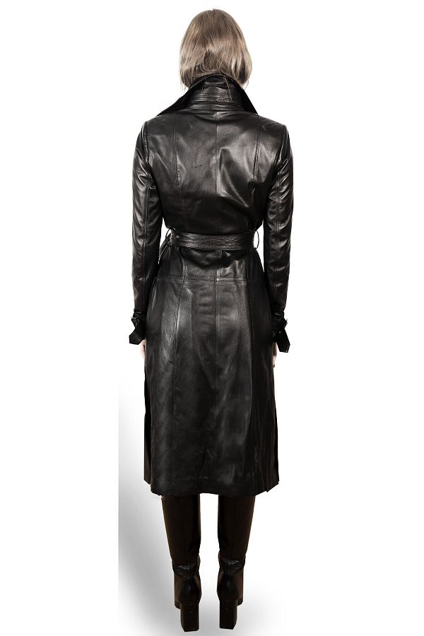 Fill In The Black Celine Leather Coat Trendyol