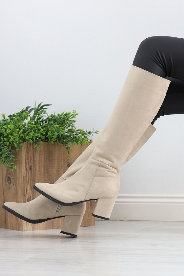 Suede cream boots hot sale
