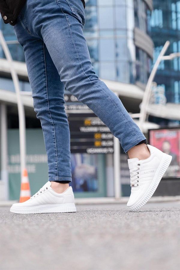 L.A Polo 109 White Color White Sole Lace Up Casual Men s Sports Shoes Trendyol