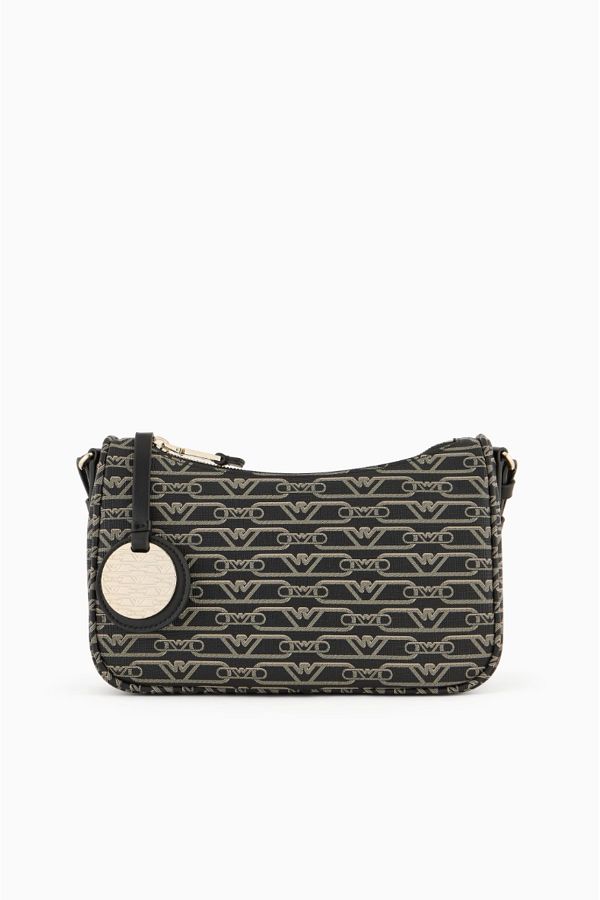 Emporio Armani-Baguette Bag with All-Over Monogram Print 1
