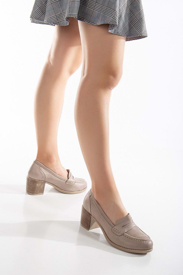 ANALİN SHOES-Pantofi cu toc pentru femei Saddler din piele naturală de culoare piatră 1