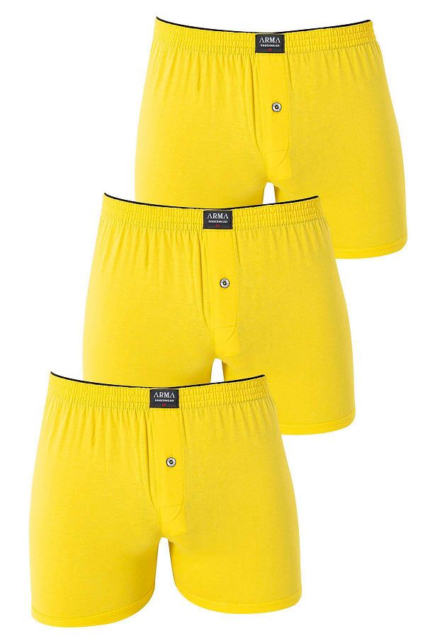 Arma Yıldız-Men's Yellow Boxers - Pack of 3 100% Cotton Combed Cotton 1