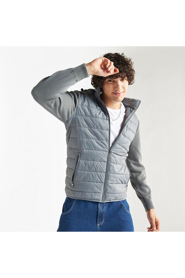 Long sleeve hooded zipper padded coats sales