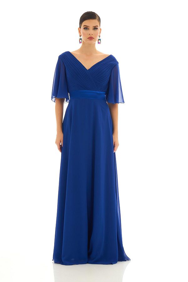 Carmen-Saks sifon rakott hosszú estélyi ruha 1