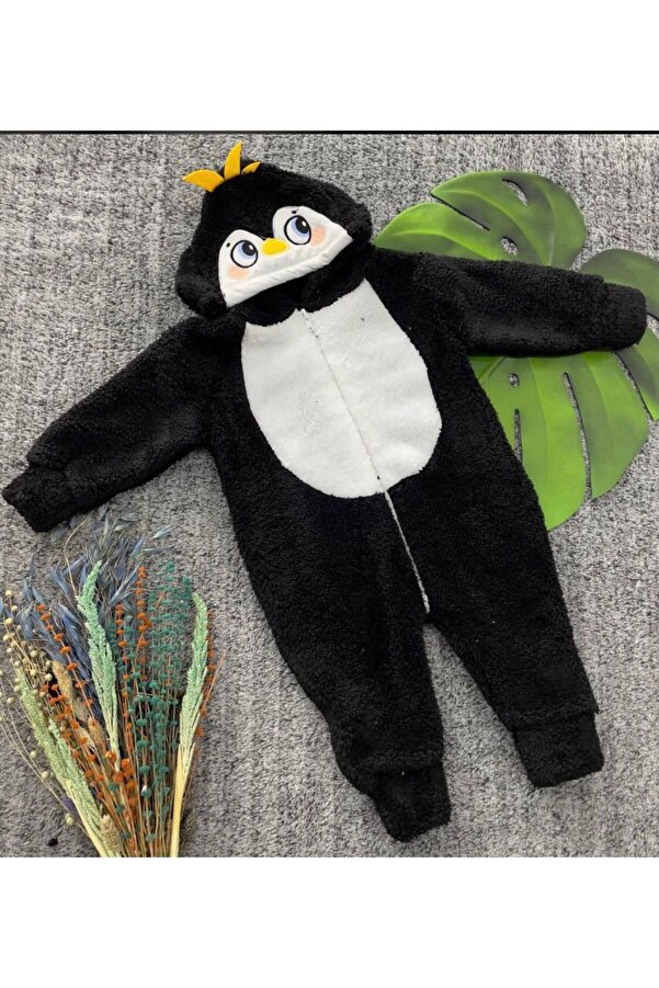 Bilge Trend Erkek Çocuk Welsoft  Peluş Penguen Kostüm Kışlık Tulum , Uyku Tulumu