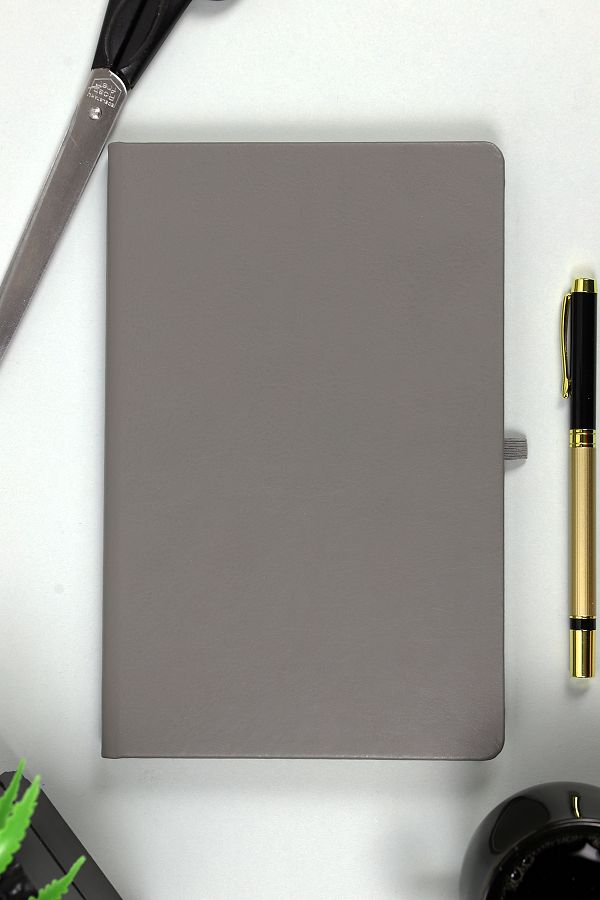 inkglo-A5 Gray Plain Elastic Thermo Leather 13*21cm Lined 96 Sheets Note Book 1