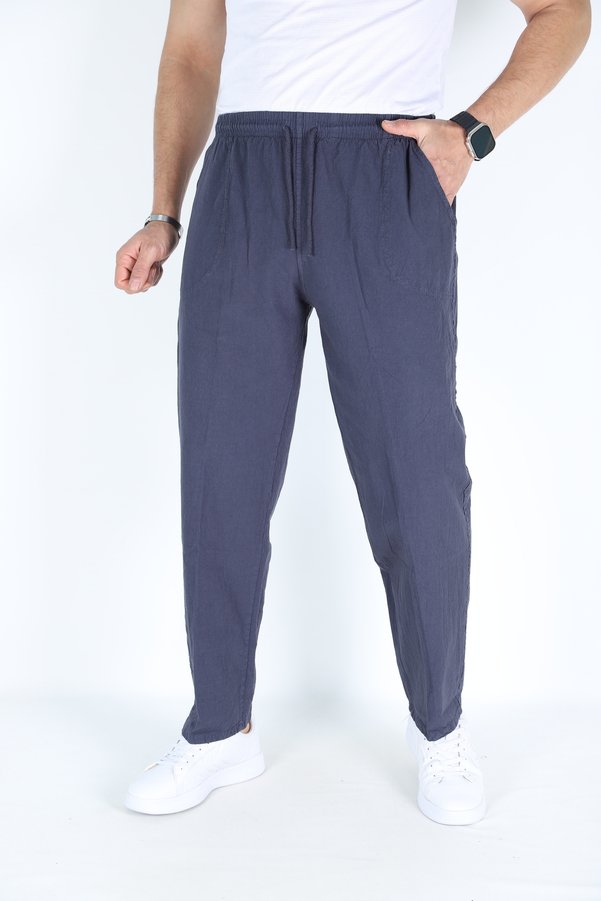 Generic Brands Smoked Color Men's Summer Linen Blend Trousers