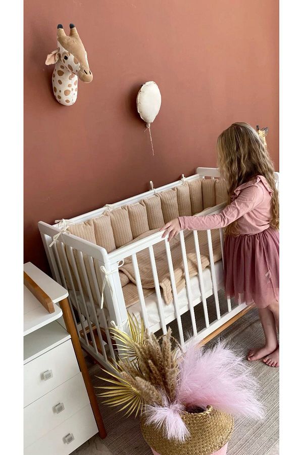 Jaju Baby 70X140Cm Coffee Color Mesh Fabric Edge Protector Custom Size Crib Edge Guard 70 140cm Trendyol