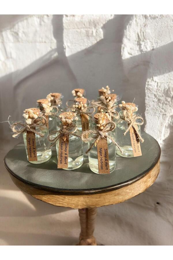 aralmini 20 Adet Şık Etiketli Hediyelik Kolonya Şişesi, Cam Şişe Kolonya, Söz, Nişan, Nikah Hediyeliği