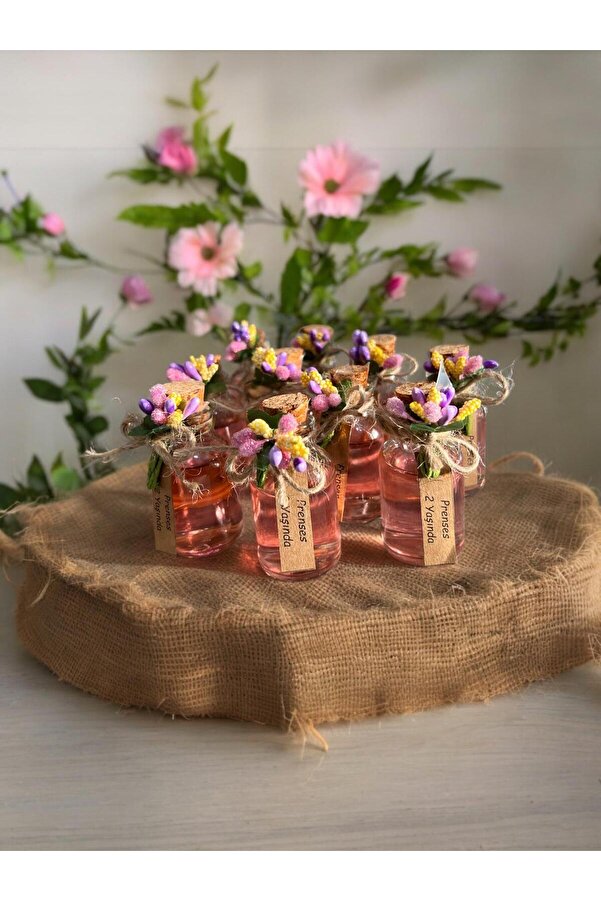 aralmini 20 Adet Şık Etiketli Pembe Hediyelik Kolonya Şişesi, Cam Şişe Kolonya, Söz , Doğum Günü Hediyeliği