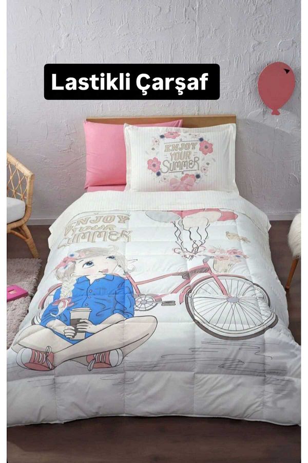 Özdilek-Özdilek Single (Elastic Sheet) Sleeping Set Enjoy Pink 1