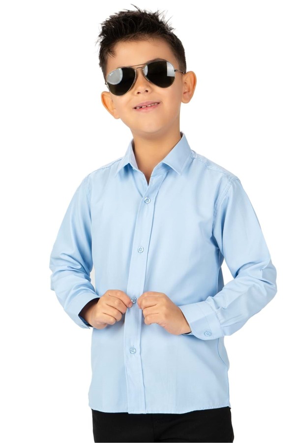 Mnk Baby&Kids Düz Renk Erkek Çocuk Gömlek MNK0575 MAVİ