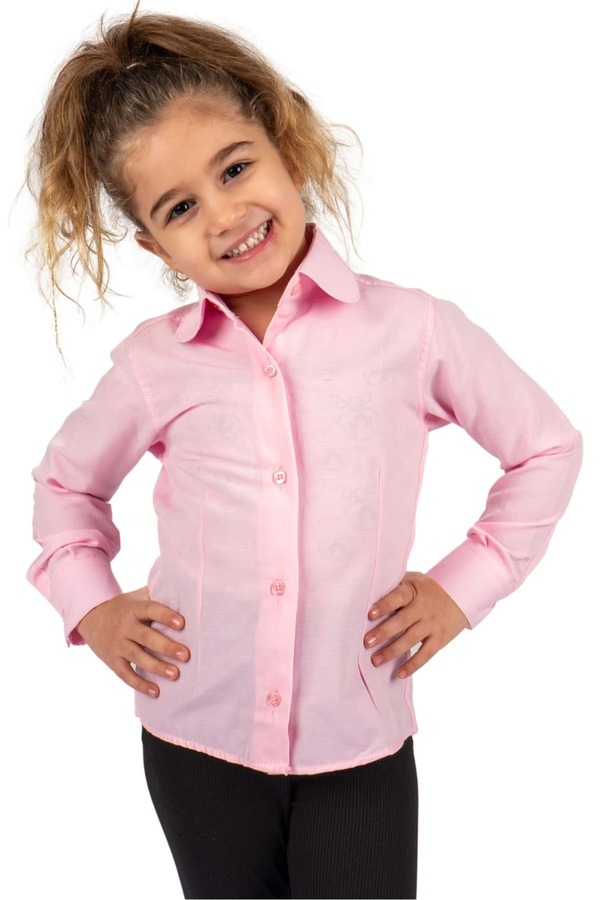 Mnk Baby&Kids Düz Renk Kız Çocuk Gömlek MNK0576 PEMBE