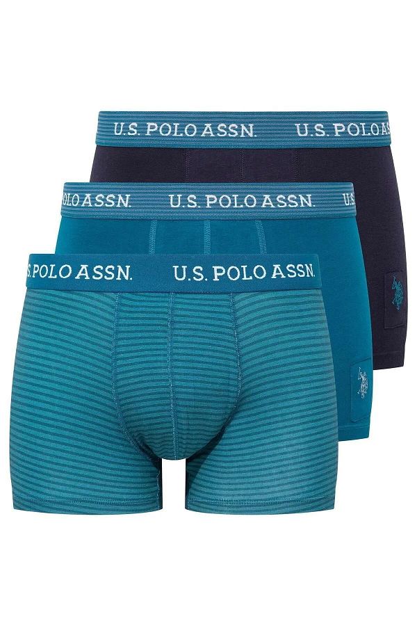 U.S. Polo Assn. Boxer Shorts Blue Striped Trendyol