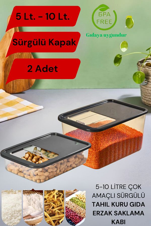 welcomein-15 Lt Capacity 2-Piece Mega Size Storage and Refrigerator Storage Set with Sliding Sliding Lid 1