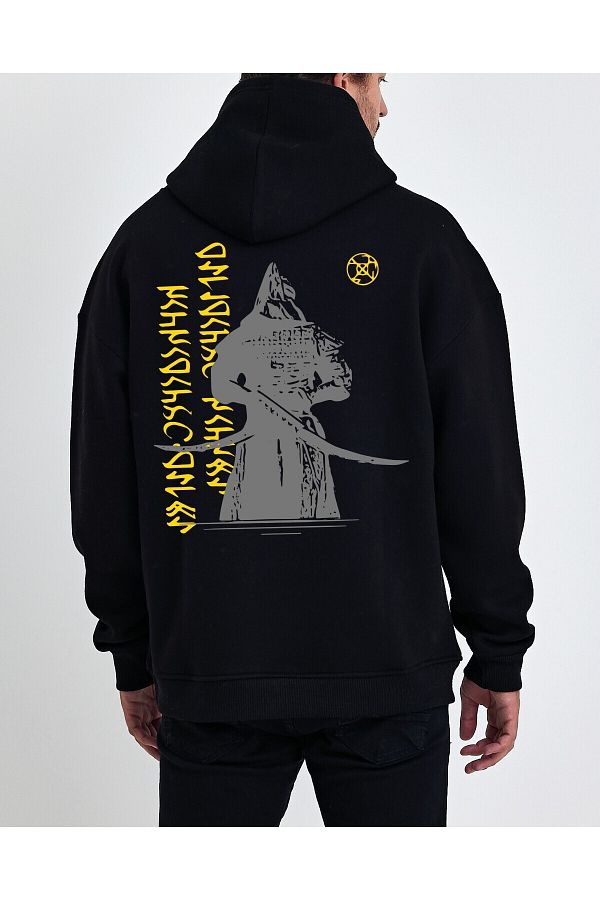 Uniquetex-Cengizhan Special Design - Gokturk Alphabet Patterned Oversize Sweatshirt Hoodie 1